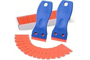 2PCS Plastic Razor Blade Scraper Tool with 20PCS Yellow Plastic Blades, No-Scratch Cleaning Scraper Remover for Stickers, Dec
