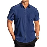 COOFANDY Mens Casual Dress Shirt Short Sleeve Wrinkle Free Dress Shirt Business Casual Shirts