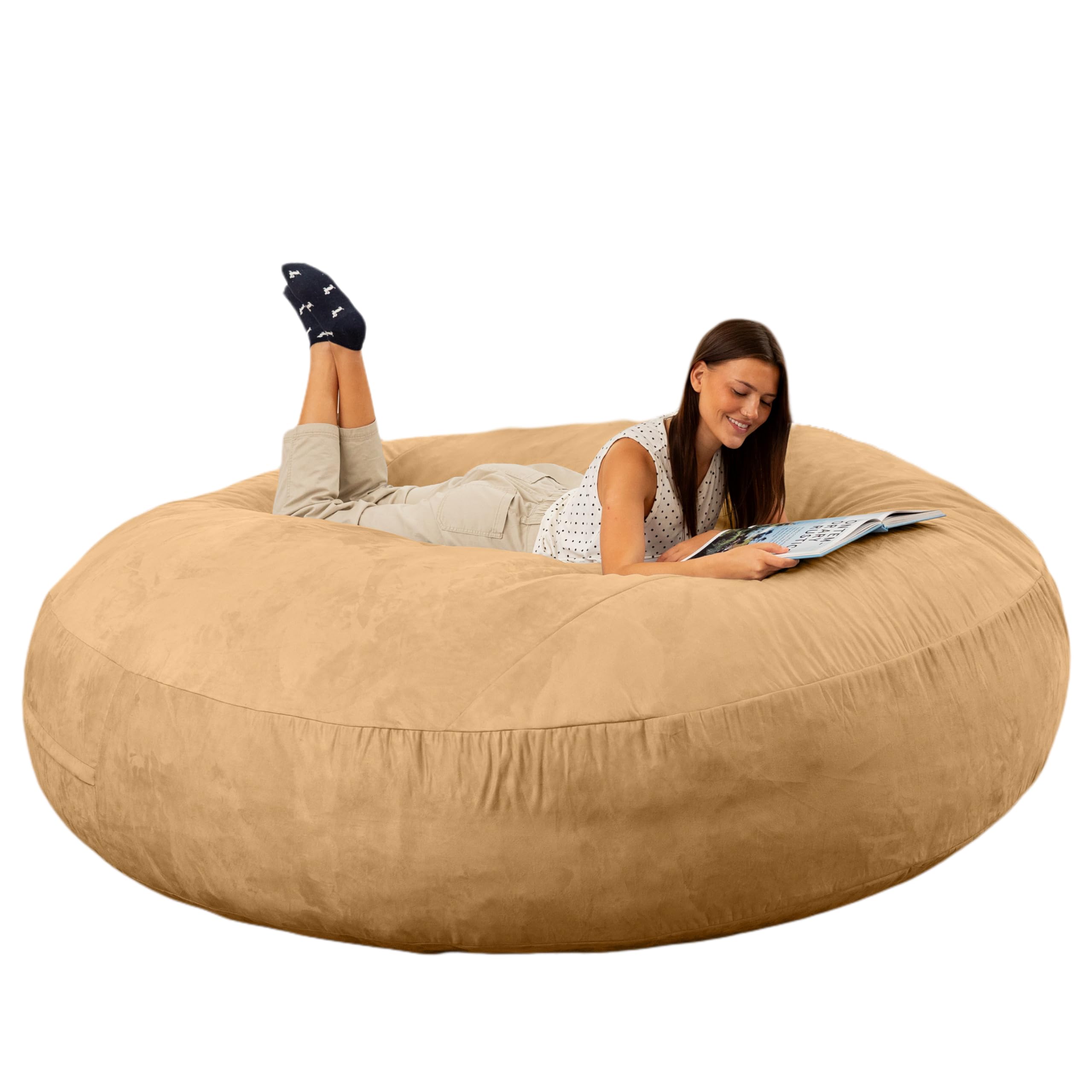 Jaxx 6 Foot Cocoon - 2-in-1 Convertible Bean Bag Bed & Large Bean Bag Chair for Adults, Camel Image