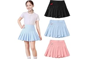 Diayiko Girls' Stretch Waist Skorts | Athletic Skater Skirt for Play & School | Comfort Uniform Dress Ages 3-12