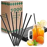 Minimal Store 1000 PCS Black Plastic Straws Disposable – 7.75" Long x 0.24" Wide – Unwrapped Drinking Straws Plastic for Restaurants, Parties, Home