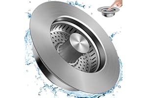 BEILAEEA Kitchen Sink Drain Strainer 3 in 1, Sink Stopper and Filter, Anti-Clogging Sink Strainer, 304 Stainless Steel Pop-Up Kitchen Sink Stopper for U.S. Standard 3-1/2 Inch Drain (1Pack)