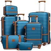 Joyway Luggage Set 7 Piece Suitcase Sets with Spinner Wheel,Hardside Expandable Travel Laggage with TSA Lock(18/20/24/28 Blue)