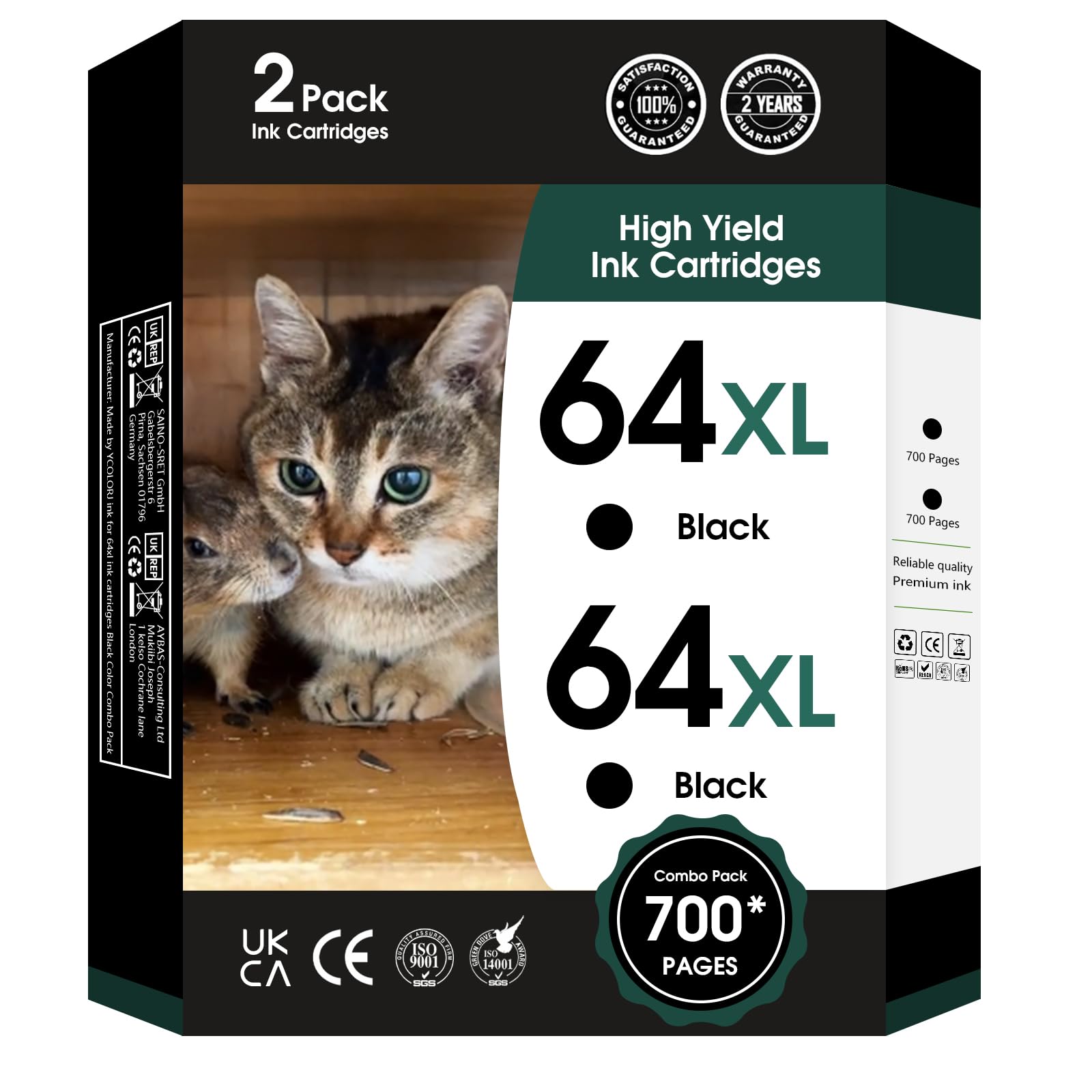 Photo 1 of 64XL Black Ink Cartridges Black Compatible for HP 64 XL High Yield Replacement for HP Printers 7858 7855 7120 7155 7158 7164 6255 6252 6232 Envy Inspire 7955e Tango X Printers