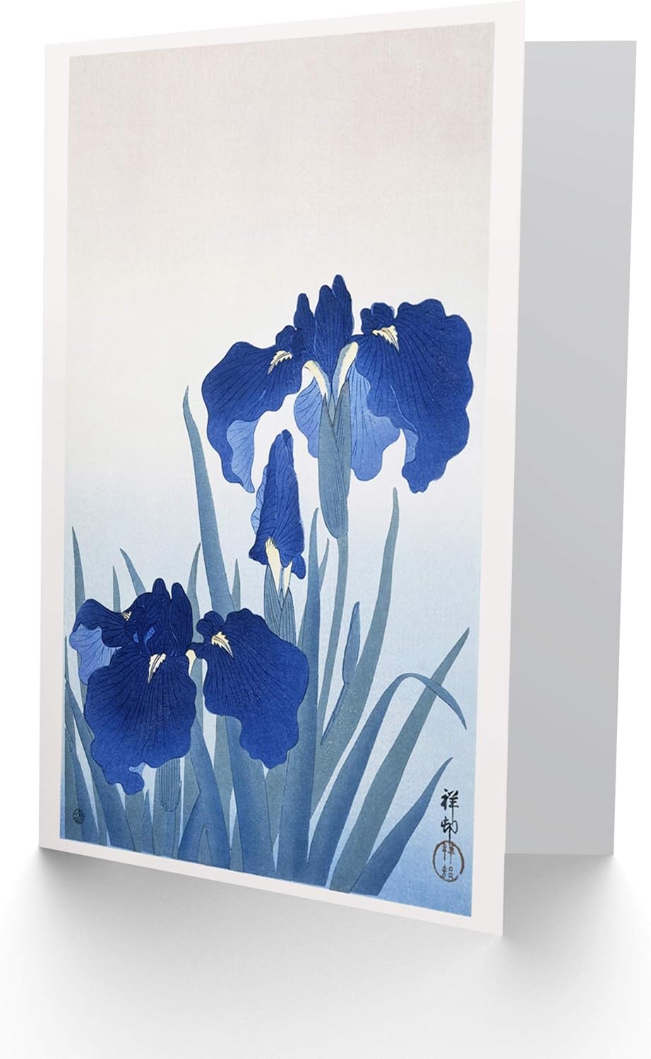 Wee Blue Coo Iris Flowers Ohara Koson Greeting Card With Envelope Inside Premium Quality, 17.5 x 12.5 cm - Image 3