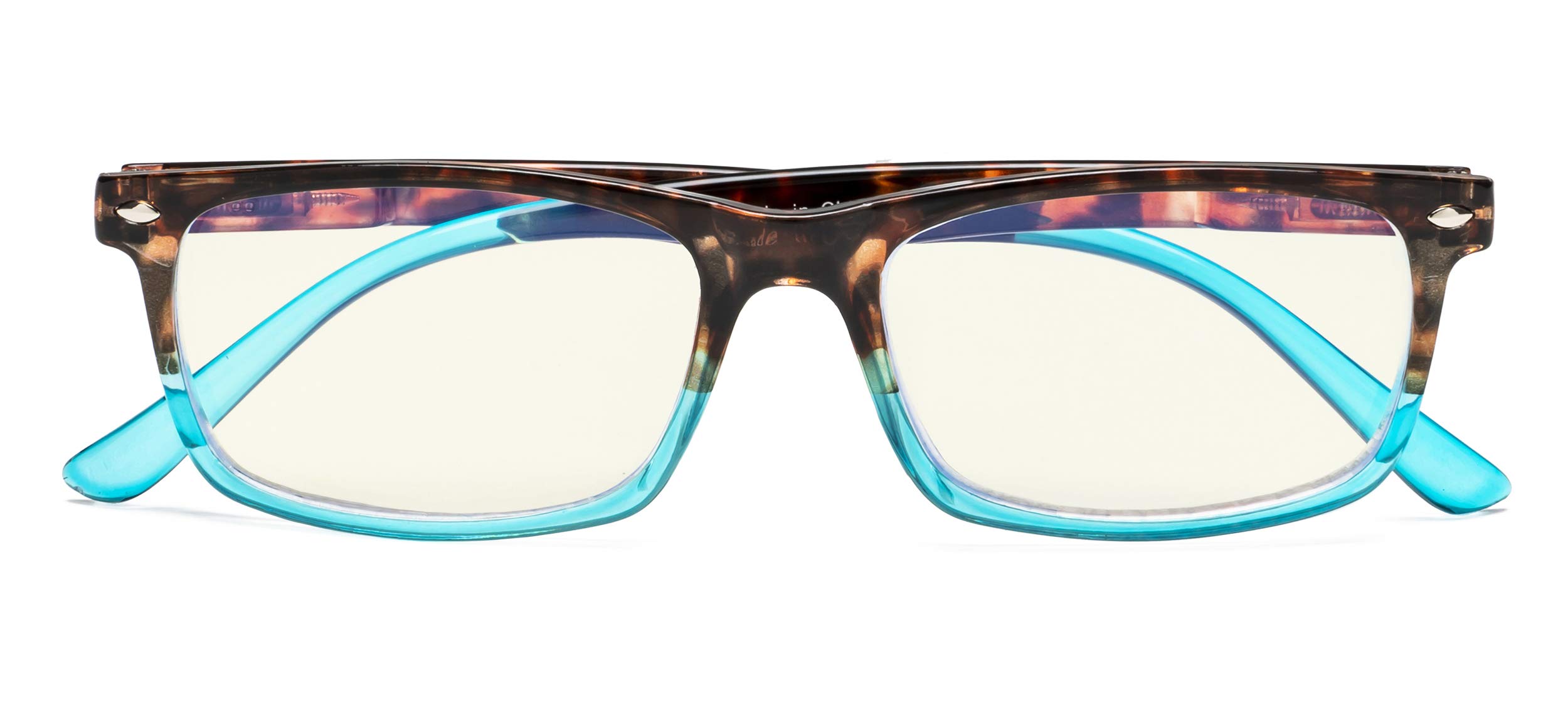 UV Protection,Anti Blue Rays,Reduce Eyestrain from Digital Gear,Computer Reading Glasses Readers for Men Women(Blue DEMI) +1.0