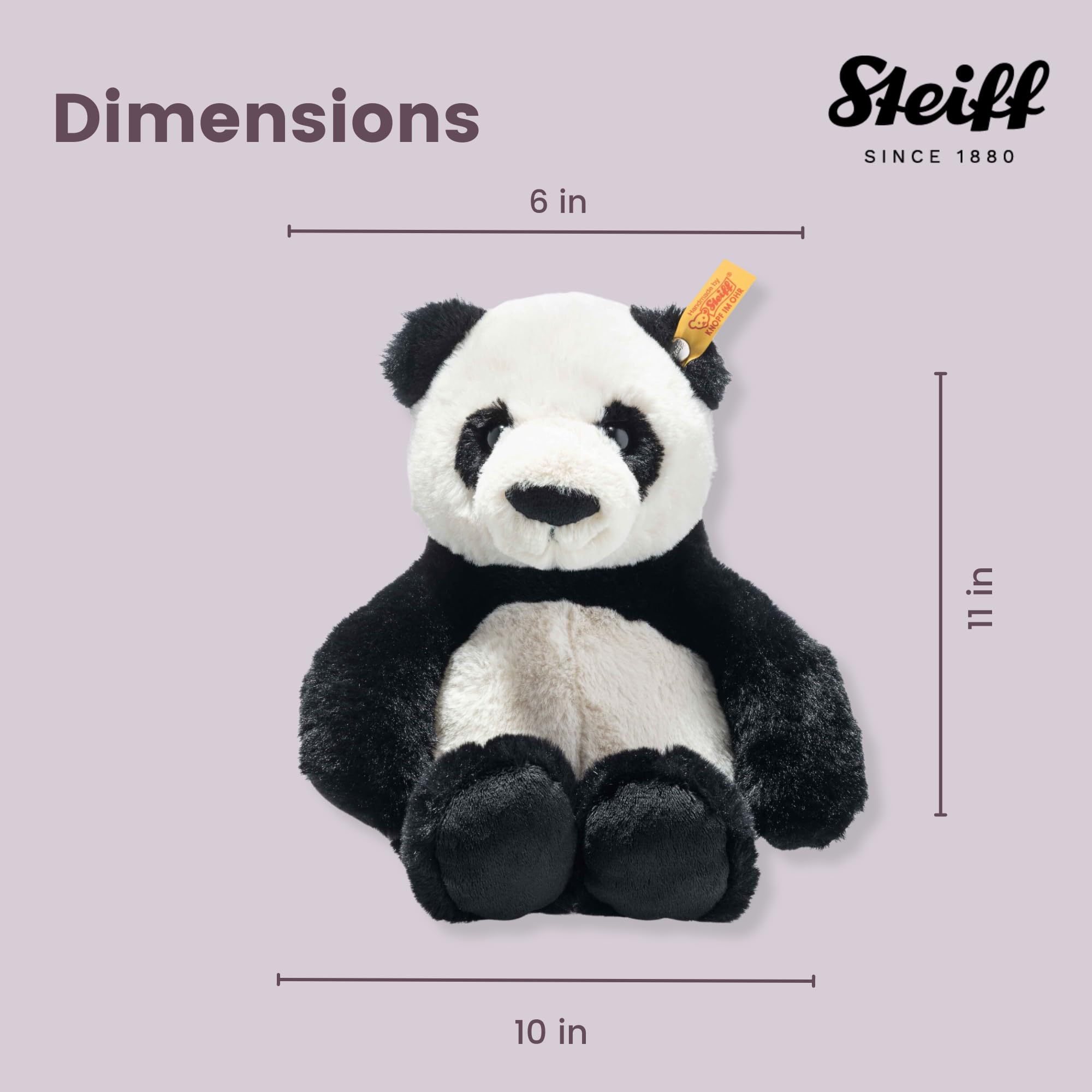 Steiff 75650 Soft Cuddly Friends Ming Panda-27 cm-Kuscheltier für Kinder – kuschelig & weich-waschbar (075650), weiß/schwarz 4
