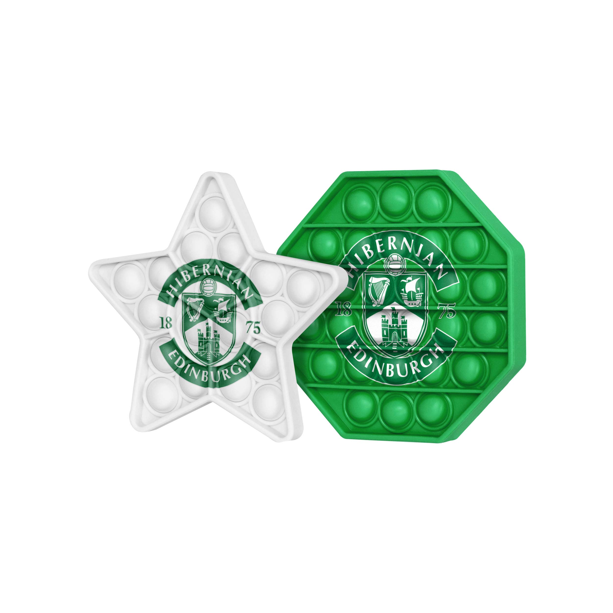 FOCO Football Premier League Champions Hibernian 2 Pack Hexagon & Star Push-Itz Fidget Sensory Button POP Toy Trend