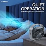 TANNESS Desk Fan USB 360° Rotation Small Quiet 3 Speed Grey view 5