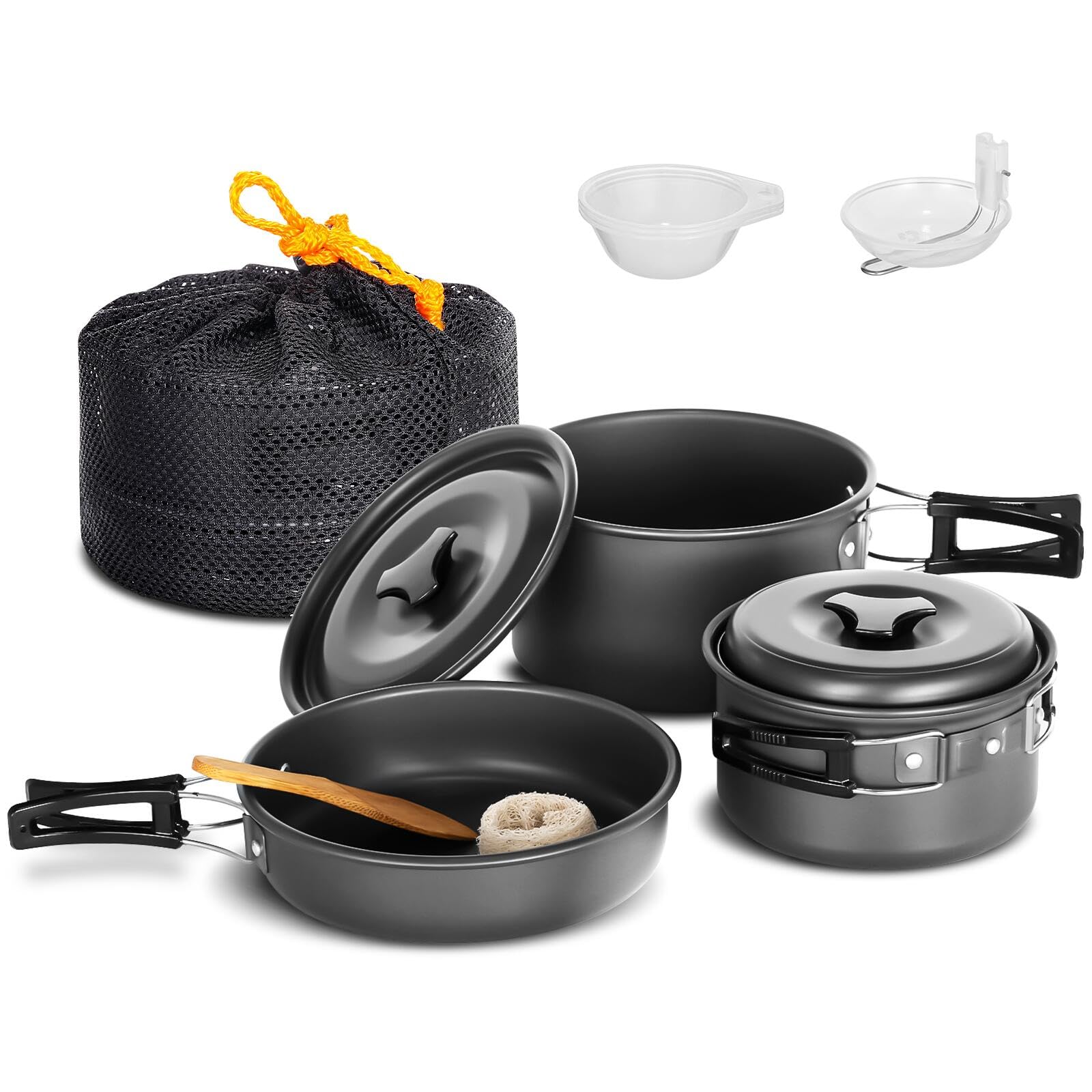 Lixada Camping Cookware Set,Outdoor Camping Cookware Kit Lightweight Pot Frying Pan Non-stick for 2 to 3 People Camping, Hiking, Picnic