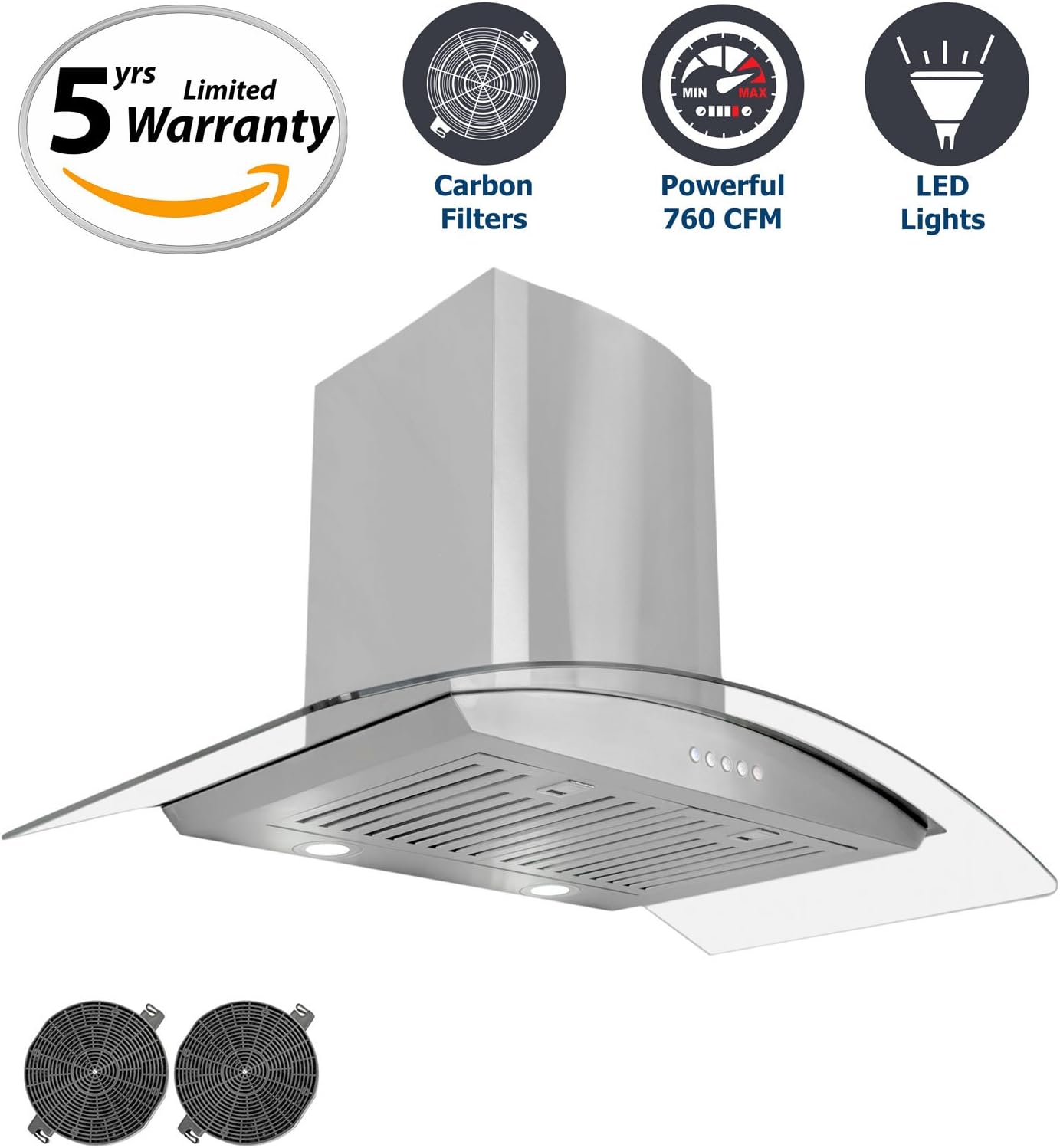 Cosmo 36 in. 760 CFM Ductless Wall Mount Range Hood with