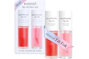 NOONI Korean Lip Oil Set - Appleberry & Applepeony - Long-Lasting, Moisturizing, Revitalizing - Waterproof, No Peel Off, Stoc