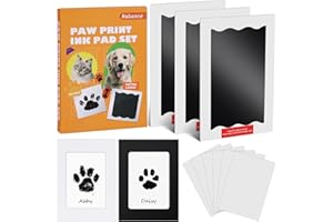 Nabance Paw Print Kit, Dog Nose Print Kit, No Mess Stamp Pad for Dogs & Cats, 11Pcs Pet Impression Kit with Photo Frames, Clean Touch Ink Pads