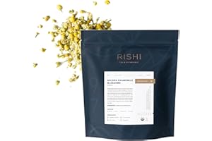 Rishi Tea Golden Chamomile Blossoms Herbal Tea - Organic, Caffeine Free Loose Leaf Tea, Sleep Friendly & Calming Pure Botanical Infusion - 8.81 Ounces, 62+ Servings
