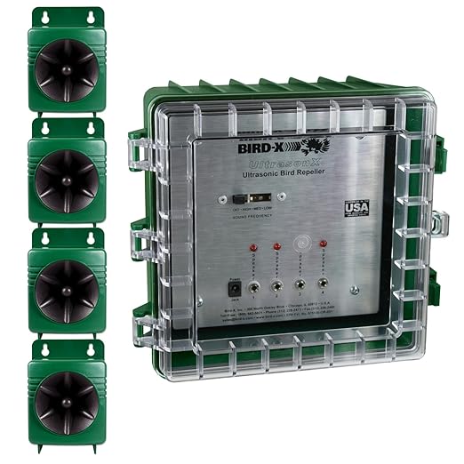 Bird X Ultrason X Ultrasonic Bird Repeller 4 Speaker Professional System Covers 3 600 Sq Ft Coverage Industrial Scientific Amazon Com