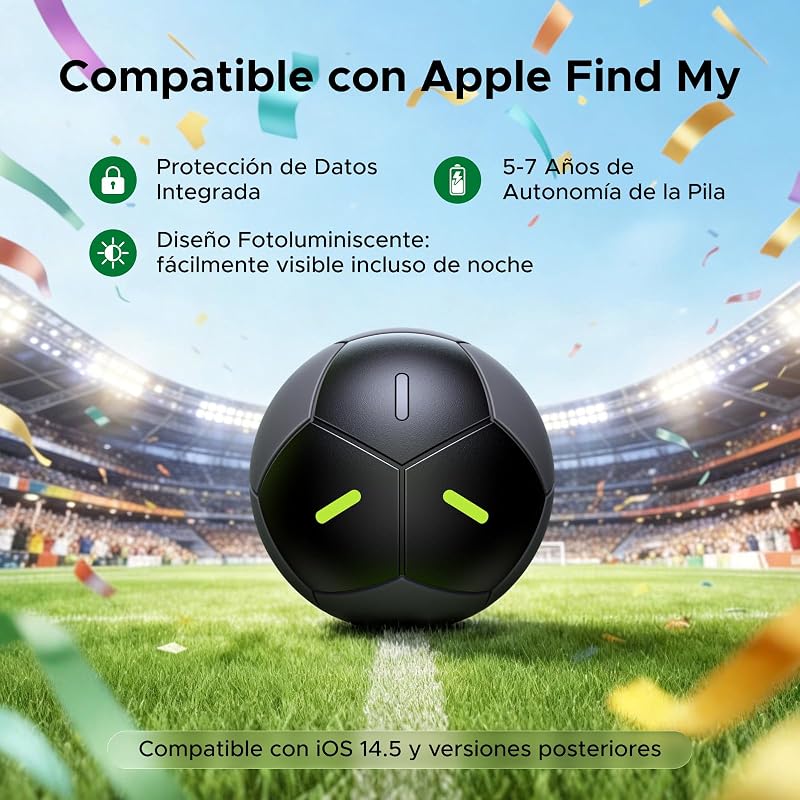 FineTrack 2 Smart Finder Design Futebol 110dB Fluorescência IP68 Bluetooth Localizador SmartTag Suporte ao rastreador de teclas iOS Carteira de bagagem Mochila Mochila 7 anos de bateria