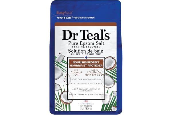 Dr Teal's Pure Epsom Salt Soak, Nourish & Protect with Coconut Oil, 3lbs (Packaging May Vary)