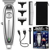 Kemei 1949 Trimmer Professional Hair Clippers for Men Zero Gap Electric Cordless Beard/Hair Trimmer Rechargeable T-Blade Haircut Machine for Stylists and Barbers Grooming Kit, Silver