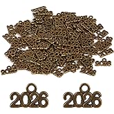 Penitue 120pcs 2026 Charms, Zinc Alloy 2026 Year Charms New Year Graduation Tassel for Craft DIY Jewelry Making & Party Decoration