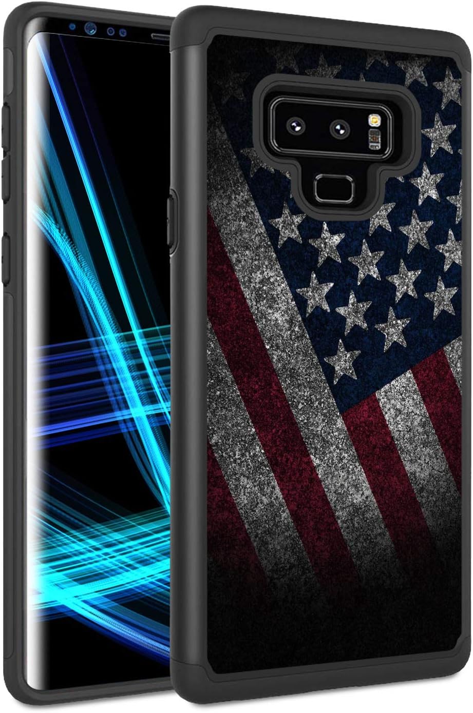 Galaxy Note 9 Case, Note 9 Case, Spsun Dual Layer Hybrid Hard Protector Cover Anti-Drop TPU Bumper for Samsung Galaxy Note 9 (2018),Vintage American Flag