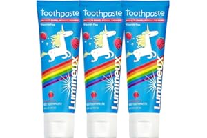 Lumineux Oral Essentials 3 Pack Kids Toothpaste Fluoride Free | Strawberry | NO Artificial Flavors, Colors, SLS Free | Dentis