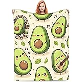 amepay Cute Funny Avocado Fruit Blanket Throw Gifts for Kids Women Men Cartoon Music Flannel Blankets Soft Fuzzy Lightweight for Home Decor Couch Bed Sofa 60x50 Inches