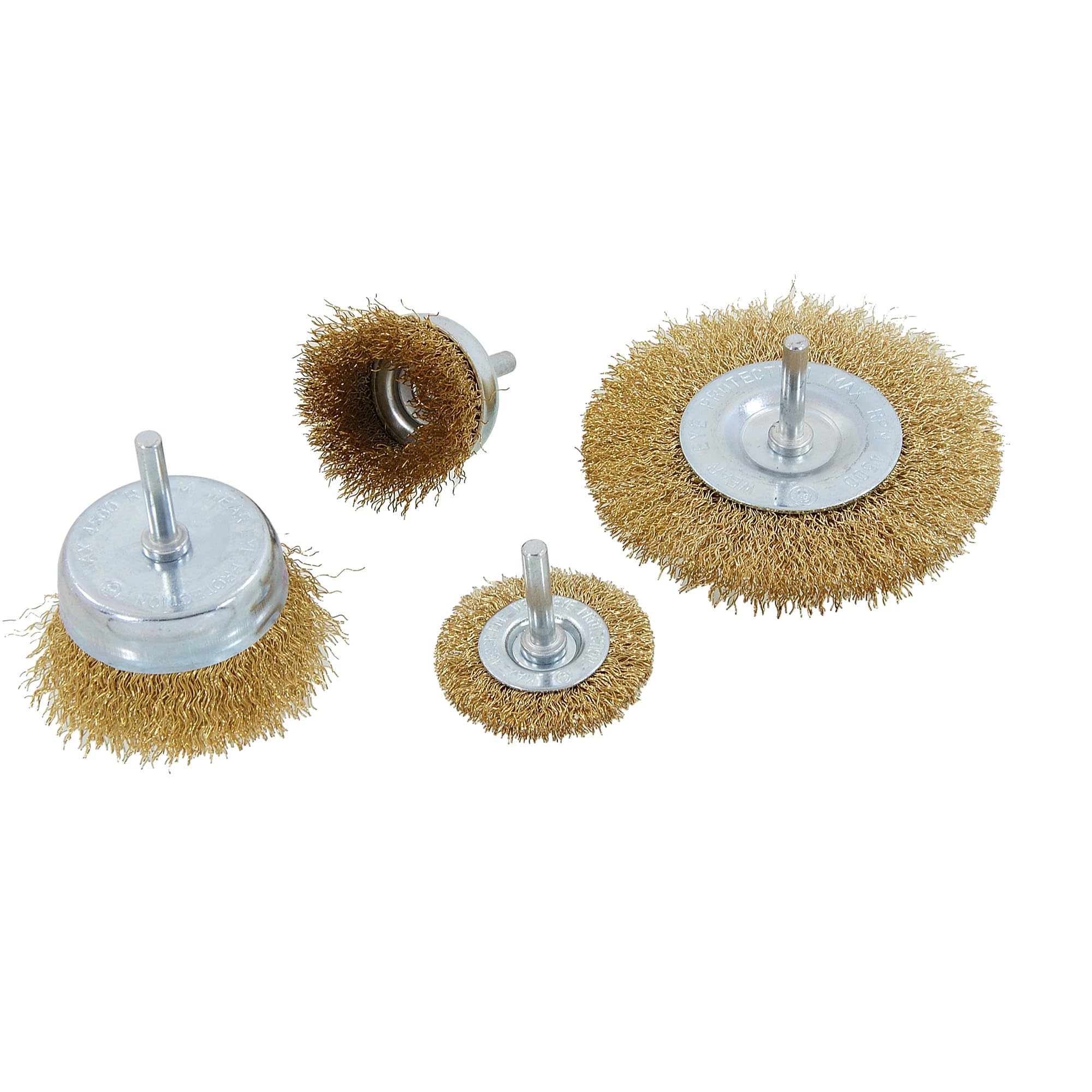 Neilsen CT0622 24pc Wire Brush Set, Tempered Crimped Steel, 12 Flat Brushes: 2 | 4in. / 50 | 100mm Diameter, 12 Cup Brushes: 2 | 3in. / 50 | 75mm Diameter, Max. Speed: 4500rpm