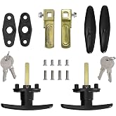 Wedelweib Matching T-Handles Lock Set Locking T-Handle Set for Truck Camper Shell with Dust Cover -2 Pack clockwise and Counter-clockwise with 4 Keys and Hardware（Key Alike）