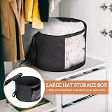 Ohiyoo Large Foldable Felt Hat Box with Lid, Handles, Shoulder Strap - Dark Grey view 2