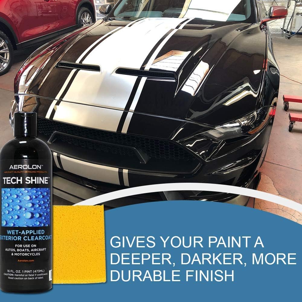 Aerolon Tech Shine (16 Ounce) Fast Wet-Applied Polymeric Car Wax Coating, Top Coat Polish and Sealer for Car Bike Boat, Auto Detailing Accessory for Hydrophobic Mirror Shine and Super Gloss: Automotive