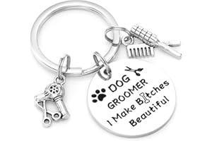 Kivosliviz Dog Groomer Gifts Keychain for Dog Groomers Women Men Key Chains Dog Stylist Presents Dog Grooming Items Pet Hair Groomer Keyring Jewelry Dog Groomer keychain