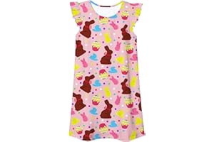 Funnycokid Girls Nightgowns Pajamas Dress 3D Printed Flutter Sleeve Sleepwear Nightdress Nightshirt for 5-12 Years