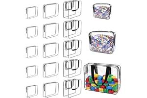 18 Pack Toy Storage Bags with Labels 3 Sizes, Clear PVC Toy Storage Bags Bulk with Zipper, Waterproof Reusable Toy Organizers