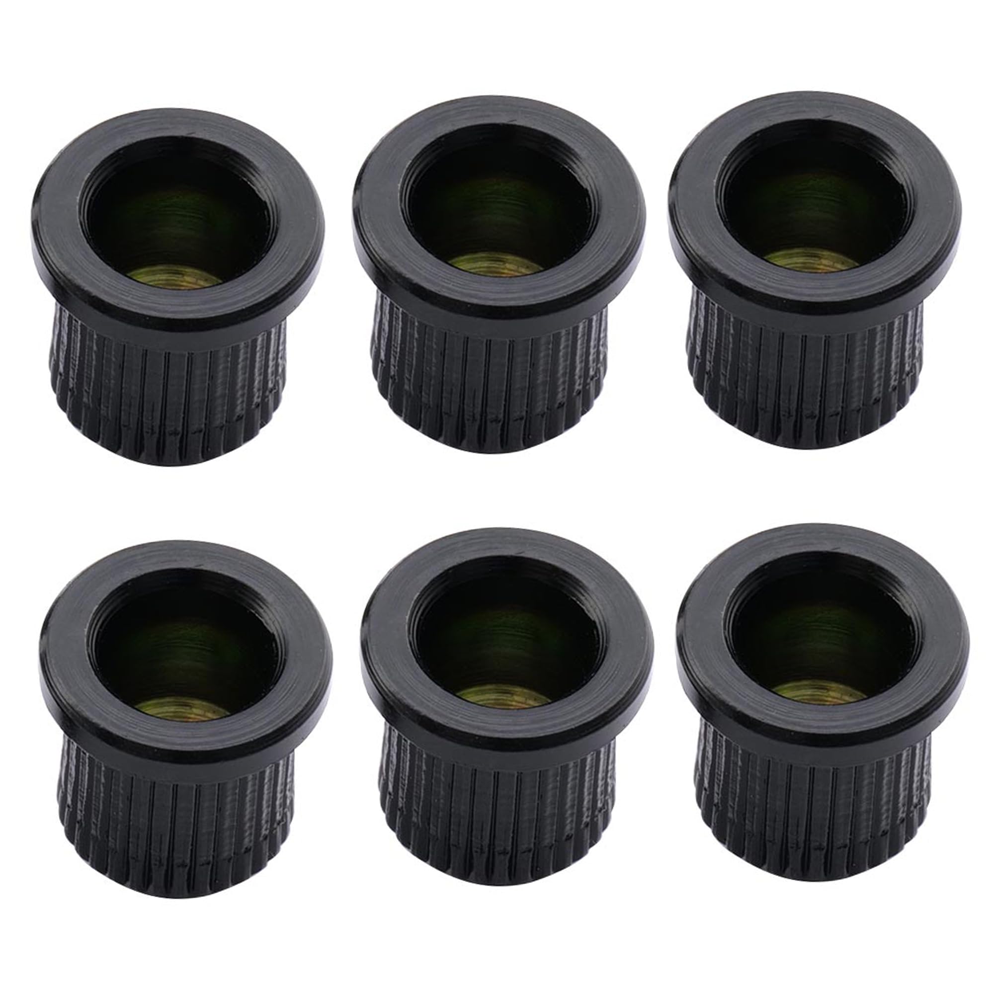 Musiclily Pro Big Lip Style Guitar String Through Body String Ferrules for Tele Telecaster/Hardtail Strat Style Electric Guitar, Black (Set of 6)