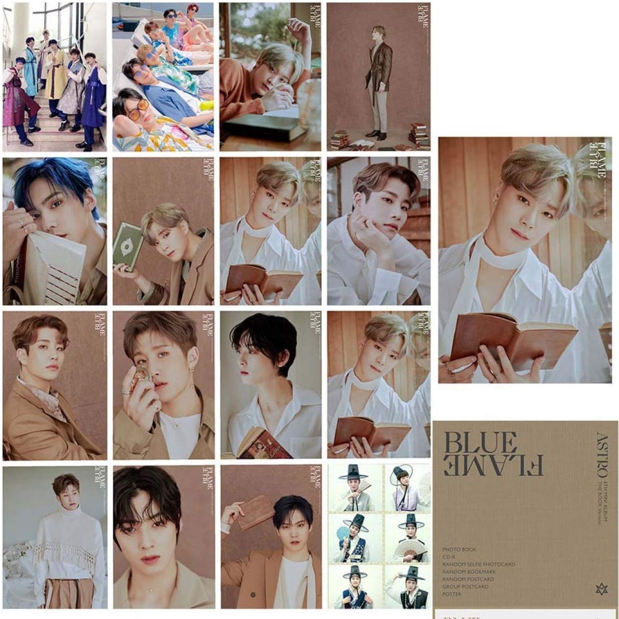 Jyuesi 16Pcs\/Set Kpop Astro Official Mini Sixth Album <Blue Flame> Photocard Mini Poster Lomo Cards(None LOMO)