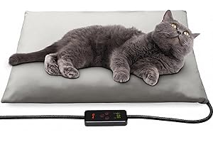 Toozey Small Pet Heating Pad, 6 Adjustable Temperature Dog Cat Heating Pad with Timer, Waterproof Heated Cat Bed with Chew Resistant Cord, Indoor Electric Pet Heated Mat 18x16in