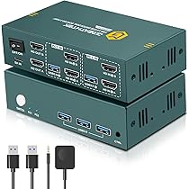 Amazon.com: HDMI KVM Switch 2 Monitors 2 Computers 4K@60Hz
