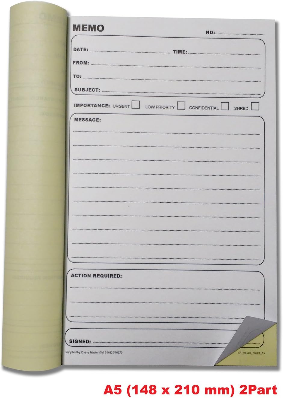 Cherry Printers Carbonless NCR Memo Duplicate Book - Image 3