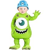 Infant's Disney Mike Wazowski Bubble Costume, Green Monster Jumpsuit for Halloween