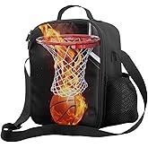 PAUSEBOLL Basketball Lunch Bag for Boys, Insulated Lunch Bag for Adult Teens Girls, Reusable Portable Lunch Box Cooler Tote Waterproof Lunch Container for School Office Picnic