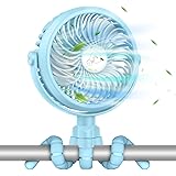 VASG Battery Operated Stroller Fan, Portable Handheld Mini Fan Clip on Fan with Flexible Tripod, USB or Battery Powered Desk
