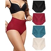 LEVAO Womens High Waisted Seamless Underwear Lace Stretch No Show Tummy Control Panties Full Coverage Briefs S-2XL