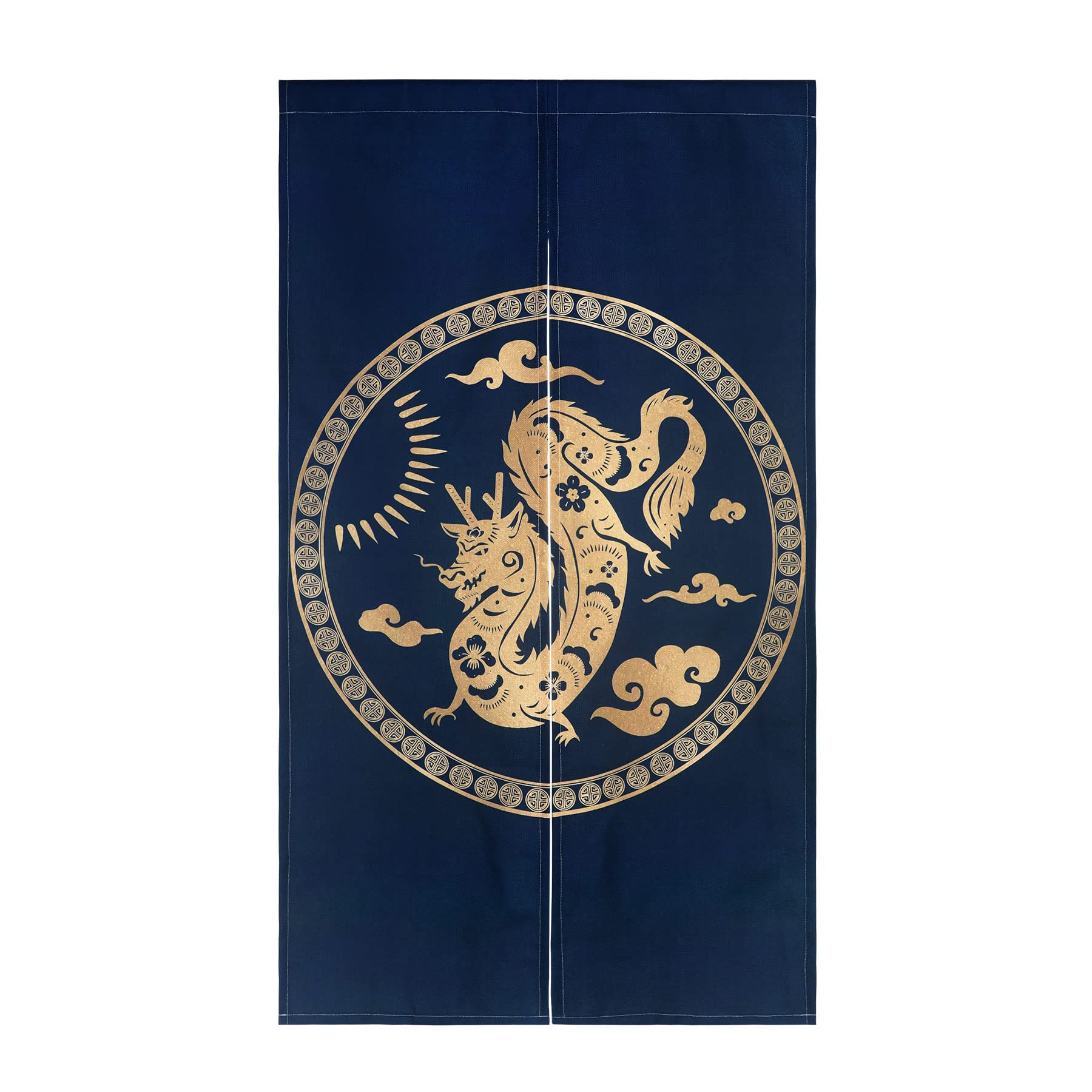 LIGICKY Chinese Style Japanese Noren Doorway Curtain Traditional Gold Dragon Printed Printed Asian Window Treatment Hanging Door Tapestry for Sushi Kitchen Home Decoration 85 x 150 cm
