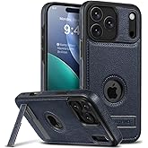 PENKX Designed for iPhone 17 Pro Max Leather Case with Stand, Protection Slim Adjustable Kickstand Phone Cover Compatible with iPhone 17 Pro Max (Blue)