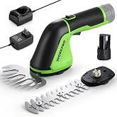 WORKPRO 12V Cordless Grass Shear &amp; Hedge Trimmer | 6.3" Shrub Trimmer &amp; 4.92" Grass Shear, 2.0Ah Battery and 1-Hour Fast Charger Included, Lightweight for Garden, Yard &amp; Lawn