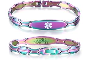 LinnaLove 7 1/2 inch Medical Alert Bracelets for women Stainless Steel Fashion Medical Bracelets Personalized Engraving