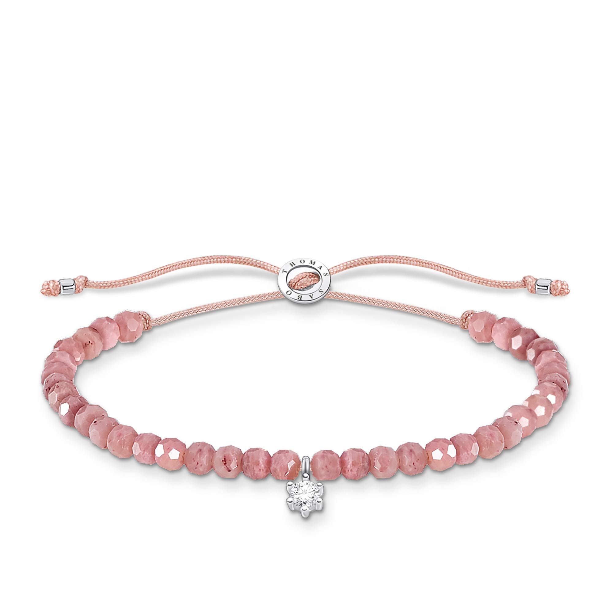 Thomas Sabo bracelet pink beads with white stone 925 sterling silver A1987-401-9-L20V