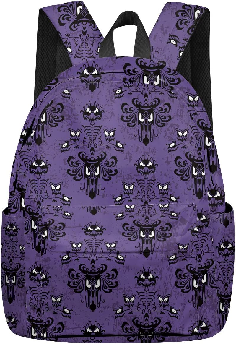 Halloween Goth Backpack Haunted Mansion Printed Casual Backpack Laptop School Bag for Boys Girls Travel Daypack