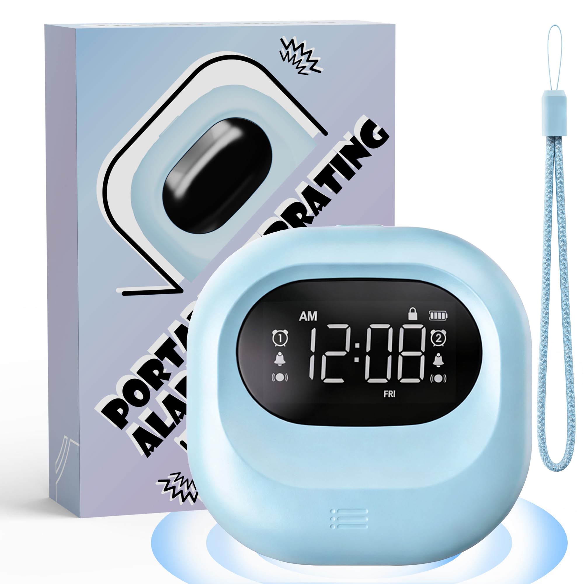 Roxicosly Vibrating Alarm Clocks Under Pillow, 3000mAh Travel Alarm Clock for Heavy Sleepers, Dual Alarm Clock with Bed Shaker, Type-C Charge, Weekday/Weekend for Hearing Impaired, Deaf