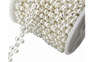 AEAOA 8mm Ivory Pearl and Rhinestone Chain Sewing Trims Cake Decoration (LZ118)